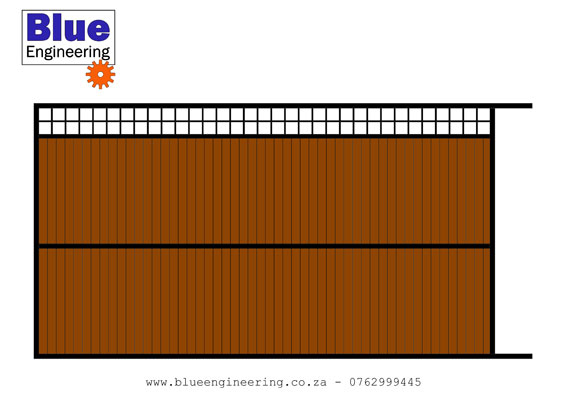 Wood and Wrought Iron Steel Gates with Balau Wood Cladding