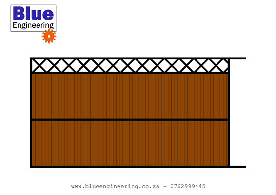 Wood and Wrought Iron Steel Gates with Balau Wood Cladding